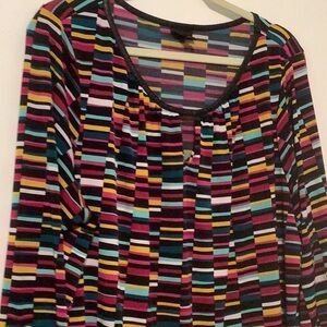 Worthington keyhole Faux Leather trim Shirt plus 2X Pit to Pit 26 in, L 27